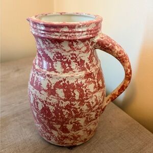 Henn Pottery Rose Spongeware Pitcher 8” Tall Roseville Ohio Workshops Gerald He
